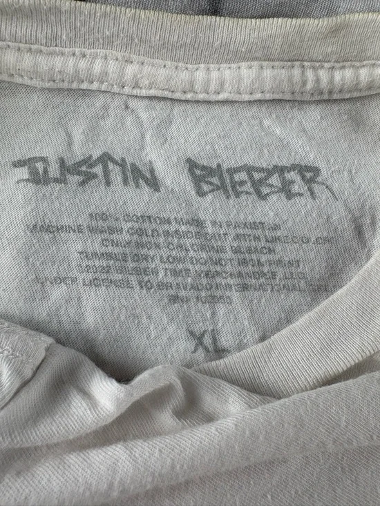 Justin Bieber Graphic T Shirt XL White Vintage Style Portrait Tee Pop Music - Picture 11 of 11